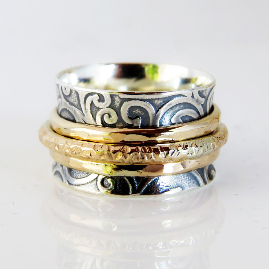 Stars Sun and Moon Spinner Ring Sterling Silver – Boho Magic Jewelry